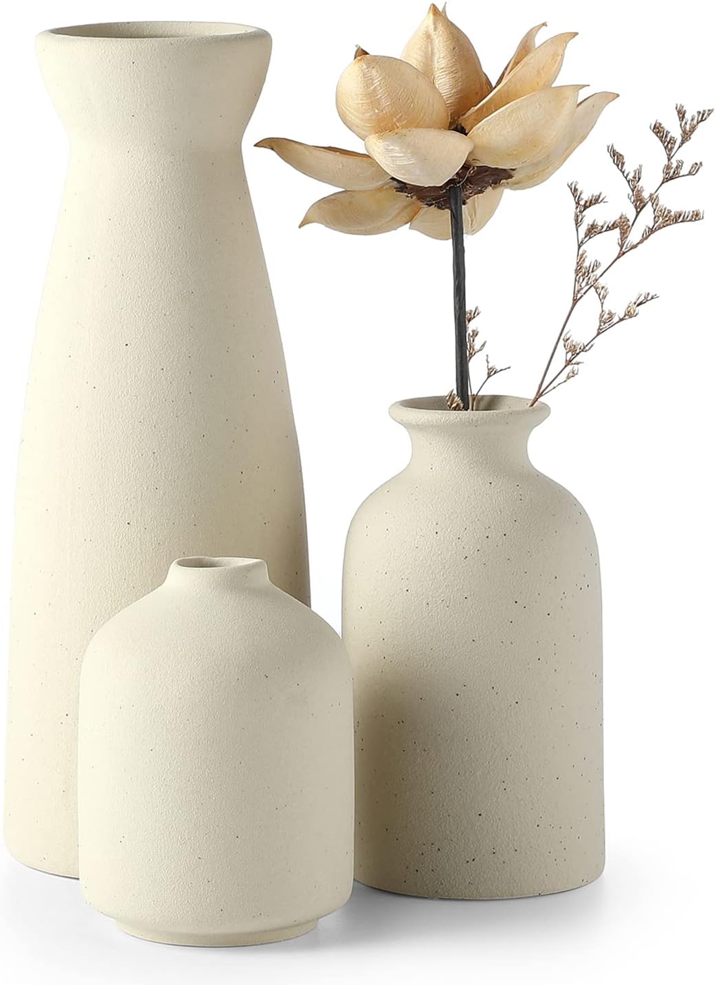 CEMABT beige ceramic vase set of three