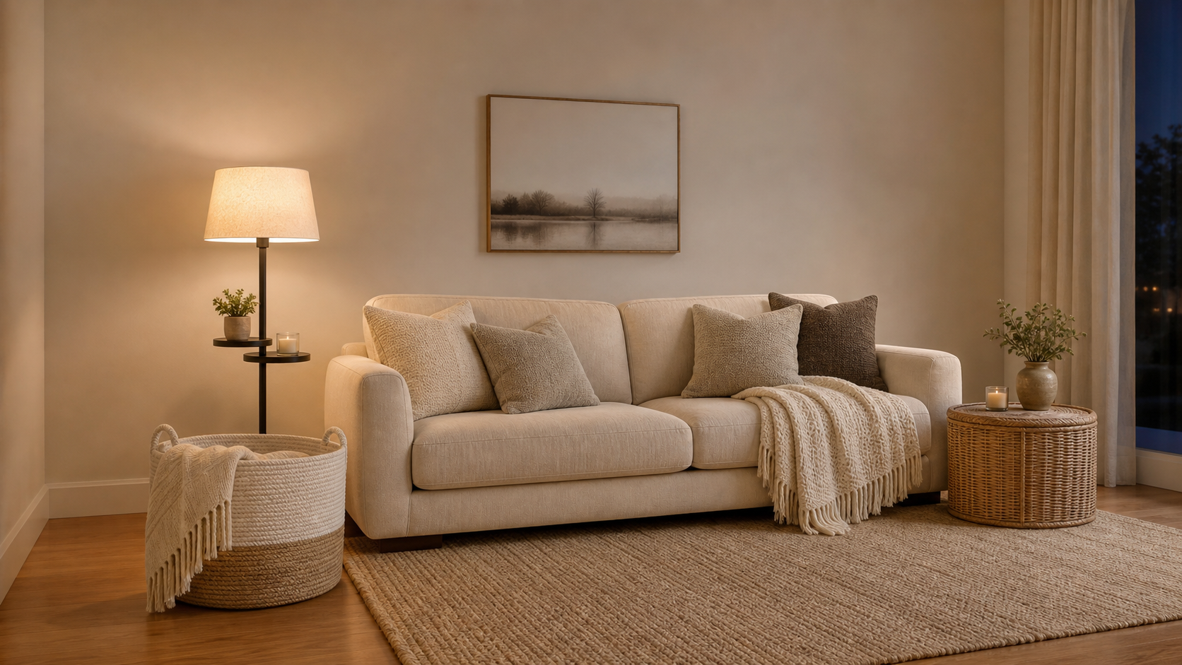 Warm Minimalist Sofa Area Amazon Finds finished setup hero image